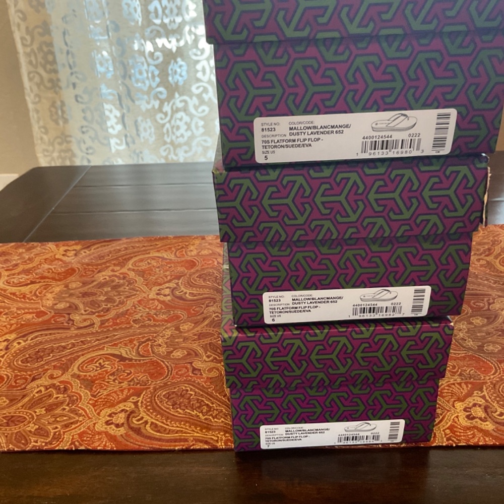 Tory Burch 70s Flatform Flip Flop,mallow/blancmange/lavender , BNIB - Picture 5 of 6